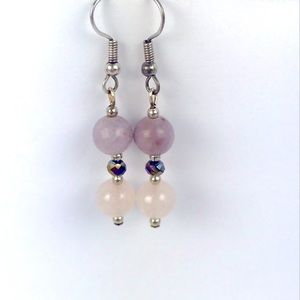 Dangle Rose Quartz gemstone earrings